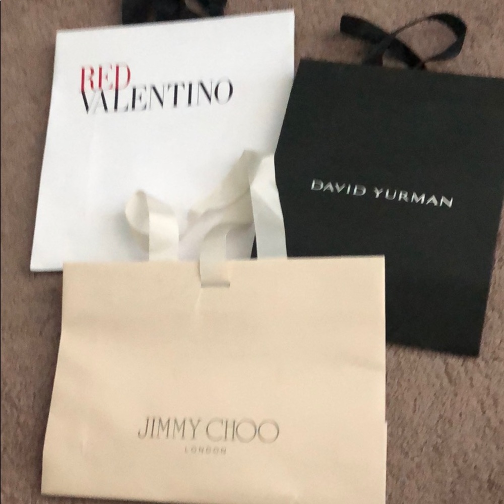 Valentino, David Yurman & Jimmy choo shopping bags